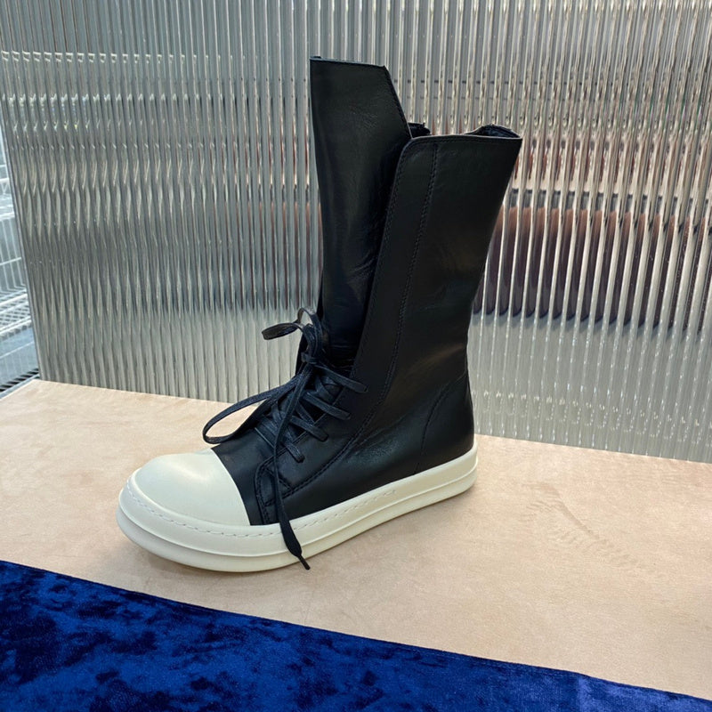 High-Top Leather Combat Boots Jacket - Black Unisex Streetwear Limited Edition - **High-Top Leather Combat Boots** Step into edgy sophistication with these high-top leather combat boots. Designed