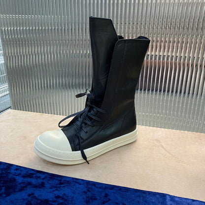 High-Top Leather Combat Boots Jacket - Black Unisex Streetwear Limited Edition - **High-Top Leather Combat Boots** Step into edgy sophistication with these high-top leather combat boots. Designed