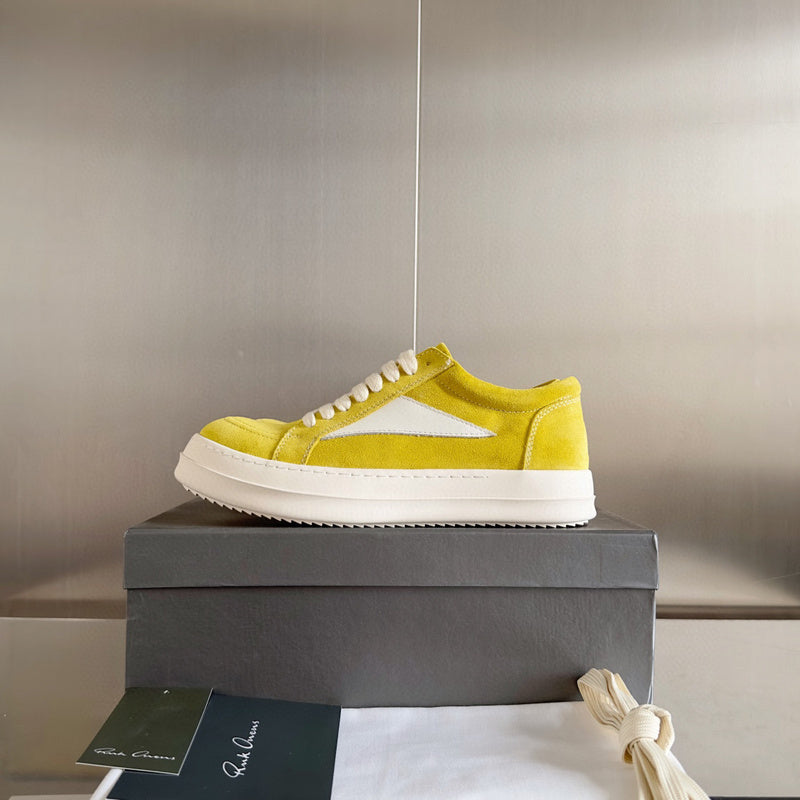 Rick Owens Suede Low-top Sneakers - Yellow Unisex Streetwear Limited Edition - **Rick Owens Yellow Suede Low-Top Sneakers: Bold Elegance and Superior Craftsmanship** Introducing the Rick Owens