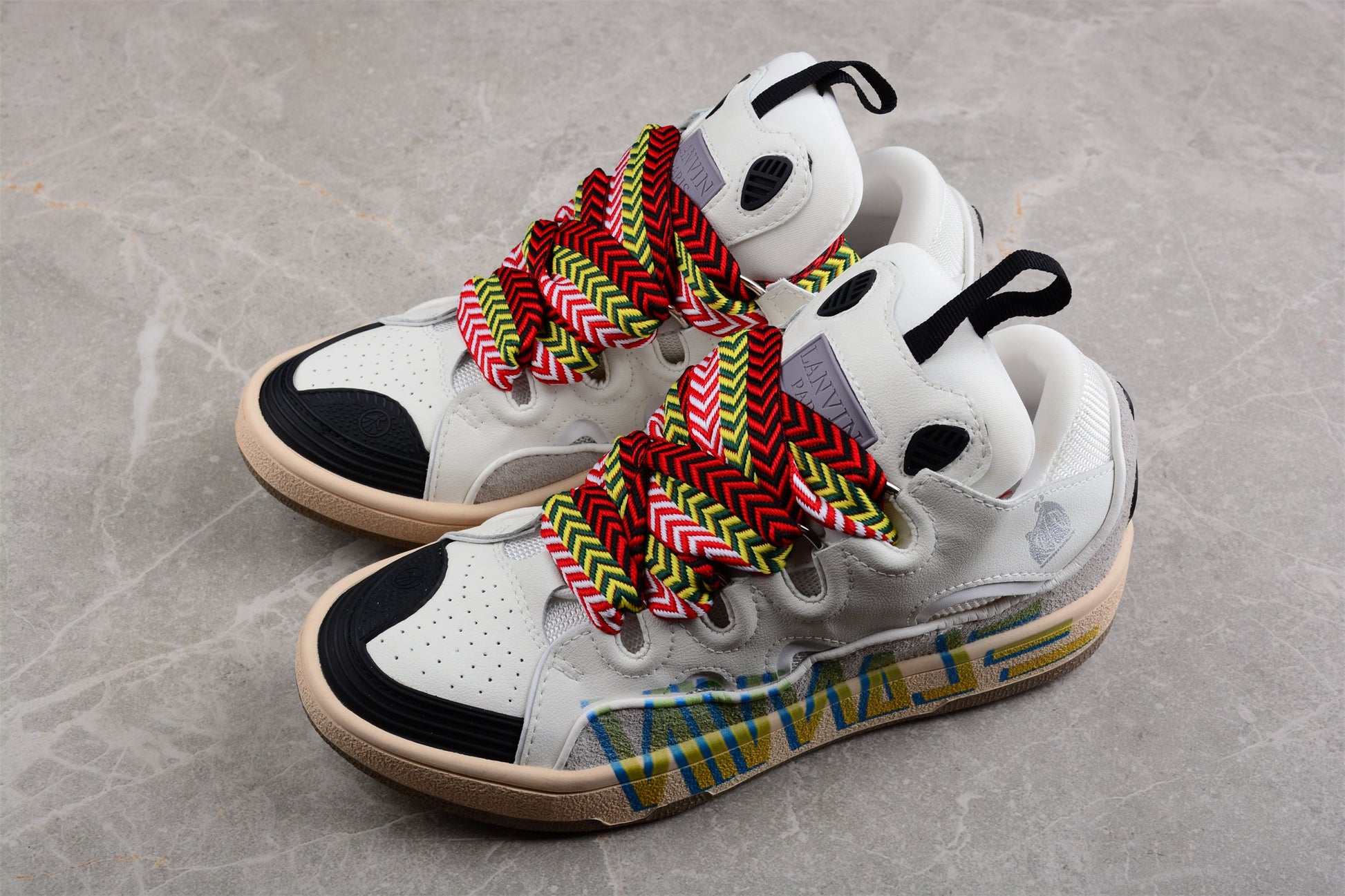 Low Top Sneakers With Multicolor Laces - White Unisex Streetwear Limited Edition - ### White Low Top Sneakers with Multicolor Laces Step into a world of vibrant style