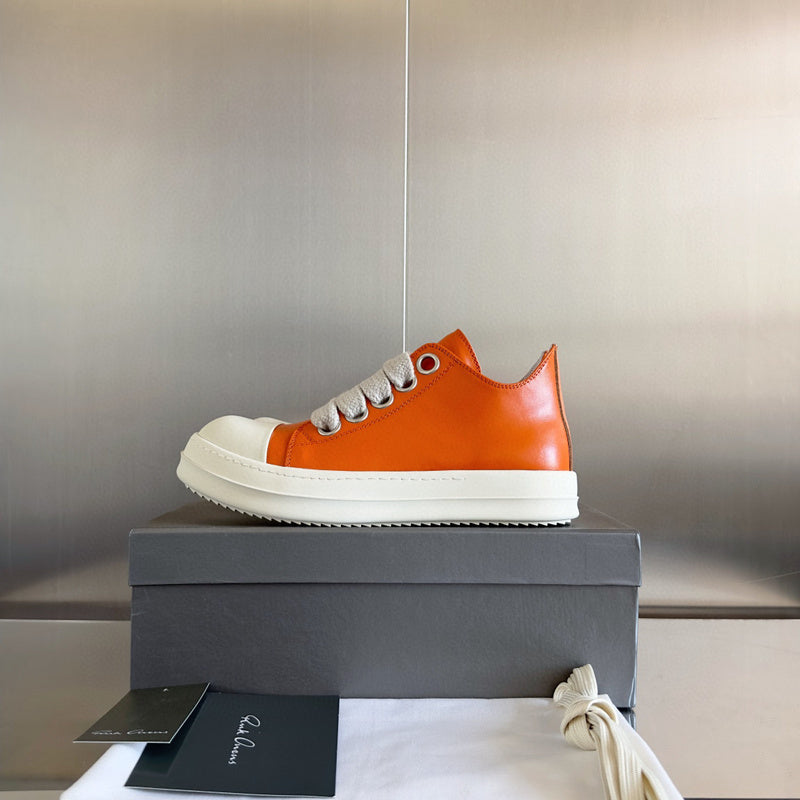 Rick Owens Low-top Sneakers - Orange Unisex Streetwear Limited Edition - **Rick Owens Orange Low-Top Sneakers: Bold Vibrancy and Superior Craftsmanship** Introducing the Rick Owens Orange