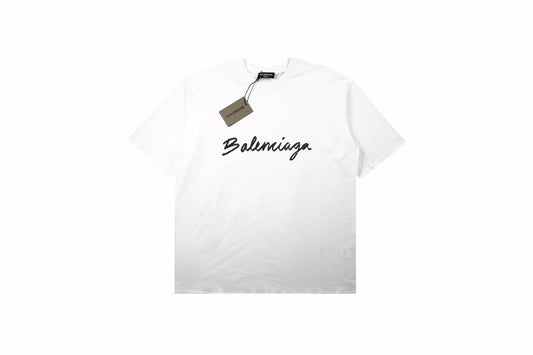 Balenciaga T-shirt With Script Logo - White Unisex Streetwear Limited Edition - <p dir='ltr'><span>White t-shirt featuring the Balenciaga logo in a stylish script font. Simple and