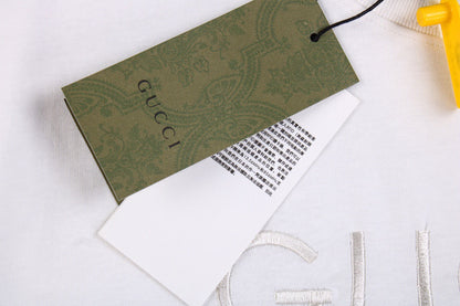 Gucci T-shirt With Embroidered Cities Unisex Streetwear Limited Edition - <p dir='ltr'><span>White t-shirt featuring subtle embroidered text with the cities 'FIRENZE-ROMA-MILANO-NEW YORK' under the