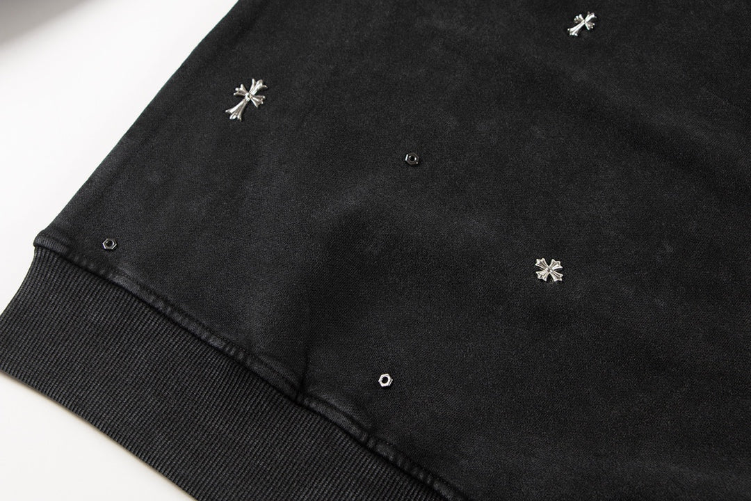 CHROME Hearts Metallic Cross Sweatshirt - Black Unisex Streetwear Limited Edition