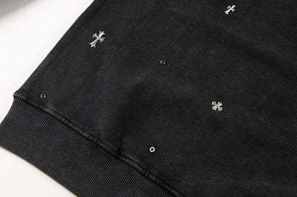 CHROME Hearts Metallic Cross Sweatshirt - Black Unisex Streetwear Limited Edition