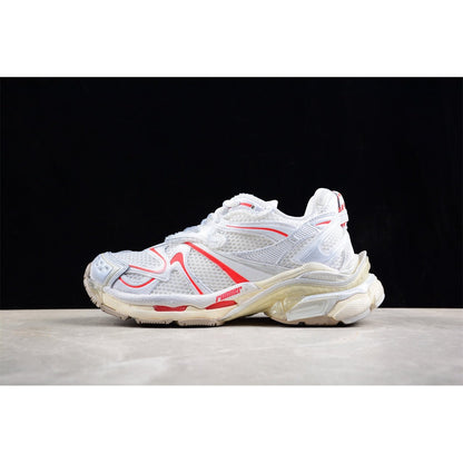 BALENCIAGA Runner - Beige Red Sneakers - White Unisex Streetwear Limited Edition - The Balenciaga Runner x White Beige Red sneakers offer a fresh and sophisticated take on