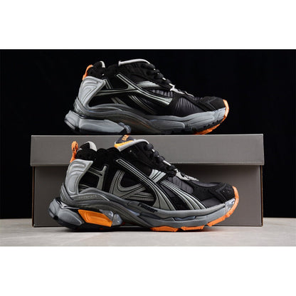 BALENCIAGA Runner - Grey Orange Sneakers - Black Unisex Streetwear Limited Edition - The Balenciaga Runner x Black Grey Orange sneakers showcase a striking blend of style and