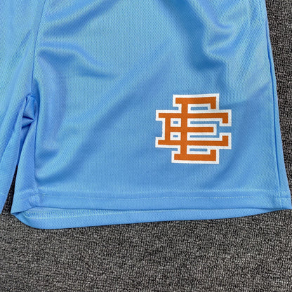 ERIC Emanuel Ee Basic Shorts Carolina - Orange - Blue Unisex Streetwear Limited Edition - The ERIC EMANUEL EE BASIC SHORTS CAROLINA BLUE/ORANGE - REPLICA bring together luxury streetwear aesthetics