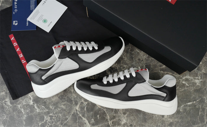 PRADA America's Cup Silver Sneakers - Black Unisex Streetwear Limited Edition