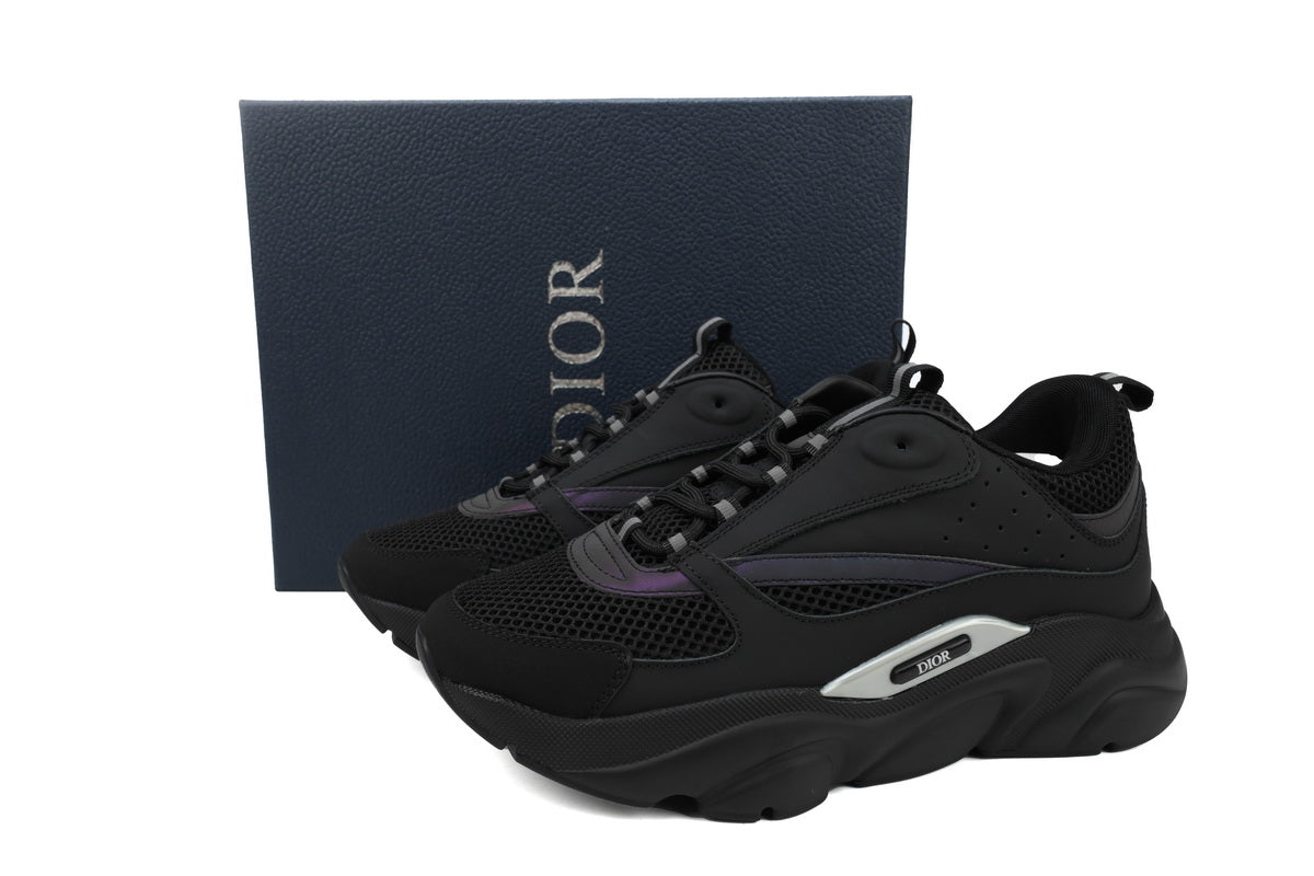 DIOR B22 Reflective Sneakers - Black Unisex Streetwear Limited Edition