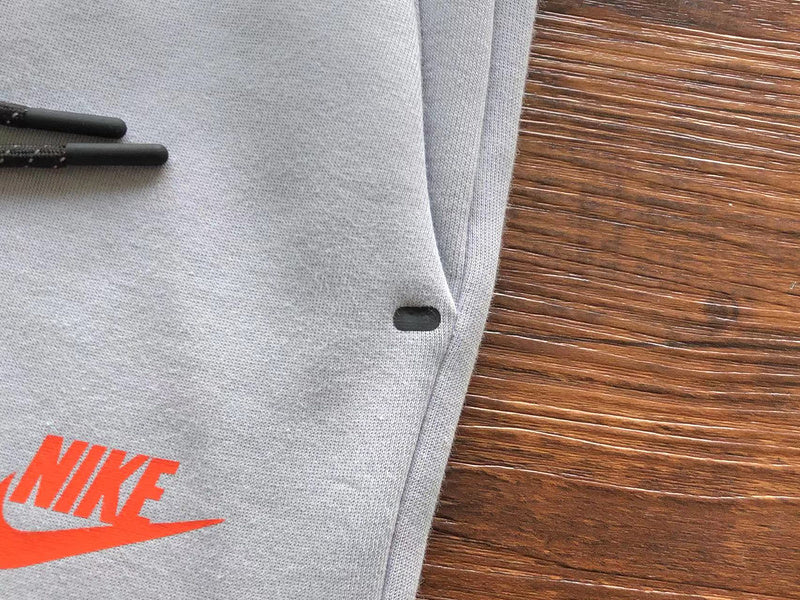 NIKE TECH FLEECE PANTS x WOLF GREY/AQUAMARINE/ORANGE - logo - replica sneakers