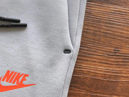 NIKE TECH FLEECE PANTS x WOLF GREY/AQUAMARINE/ORANGE - logo - replica sneakers