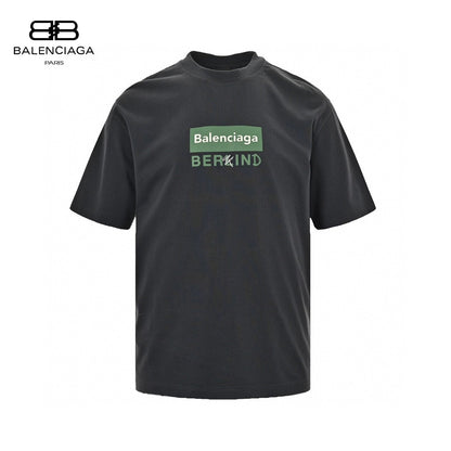 Balenciaga T-shirt - Berlin Graphic - Black Unisex Streetwear Limited Edition - <span>This Balenciaga t-shirt features a minimalist design with the text 'Balenciaga' inside a green rectangular