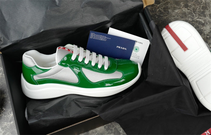 PRADA America's Cup Silver Sneakers - Green Unisex Streetwear Limited Edition