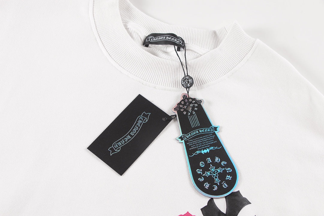 CHROME Hearts Colored Cross Horse Shoe Logo Sweatshirt - White Unisex Streetwear Limited Edition