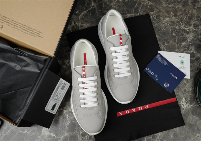 PRADA America's Cup Silver Sneakers - Red Unisex Streetwear Limited Edition