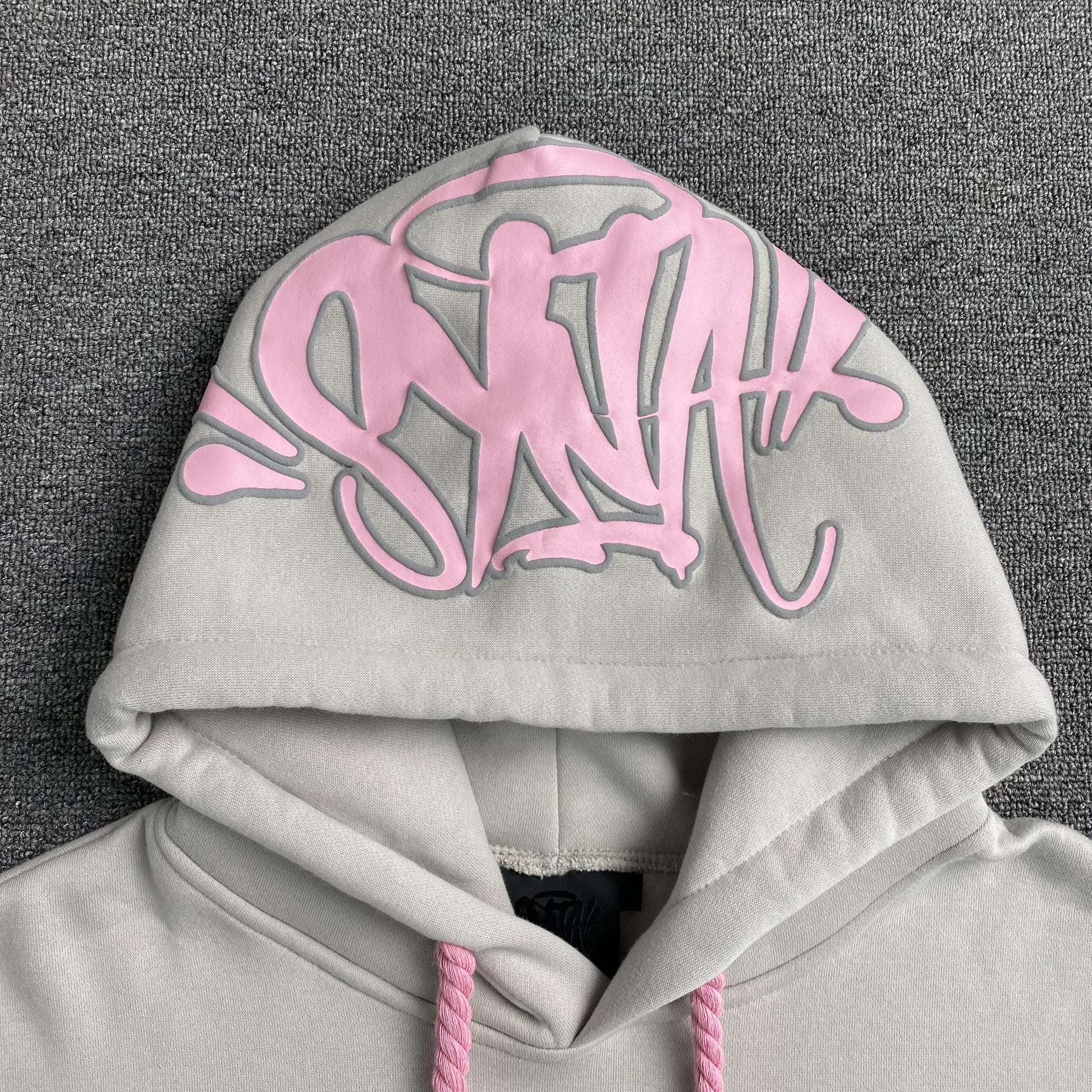 SYNA World Hood Logo Hoodie Grey - Pink Unisex Streetwear Limited Edition