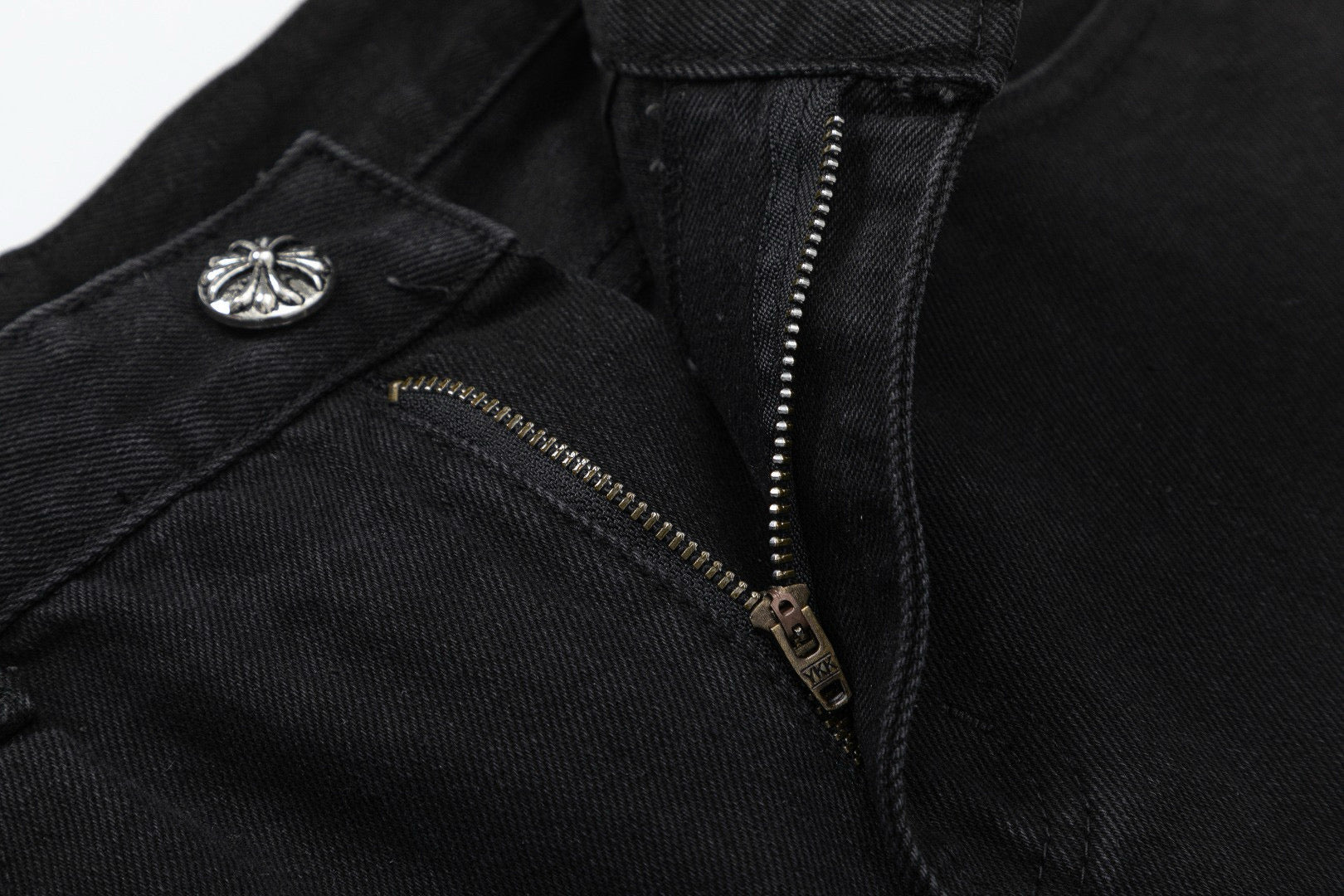 CHROME Hearts Double Cross Jeans - Black Unisex Streetwear Limited Edition