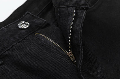 CHROME Hearts Double Cross Jeans - Black Unisex Streetwear Limited Edition