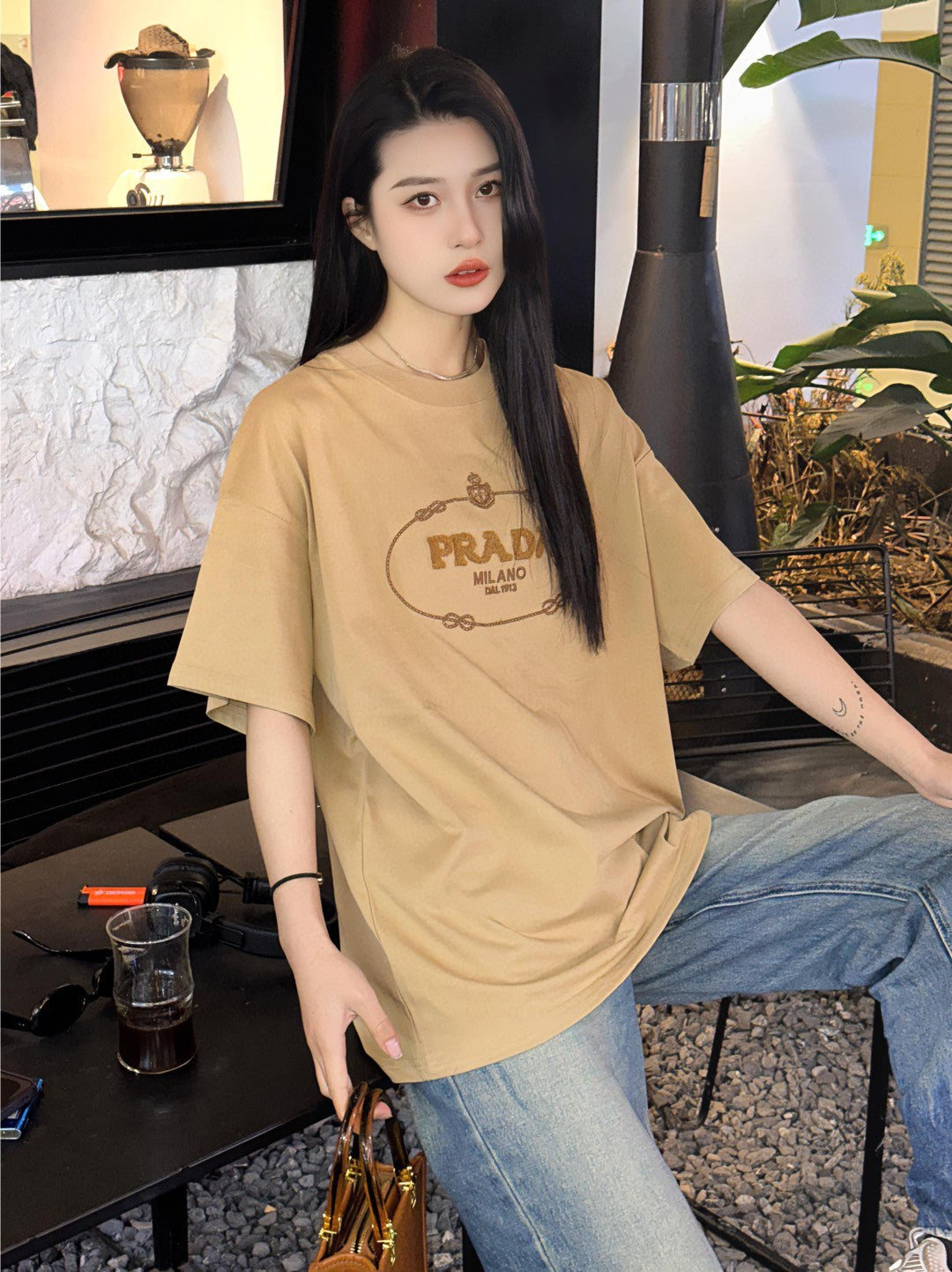 Prada Milano Beige Logo T-Shirt - insole - replica sneakers