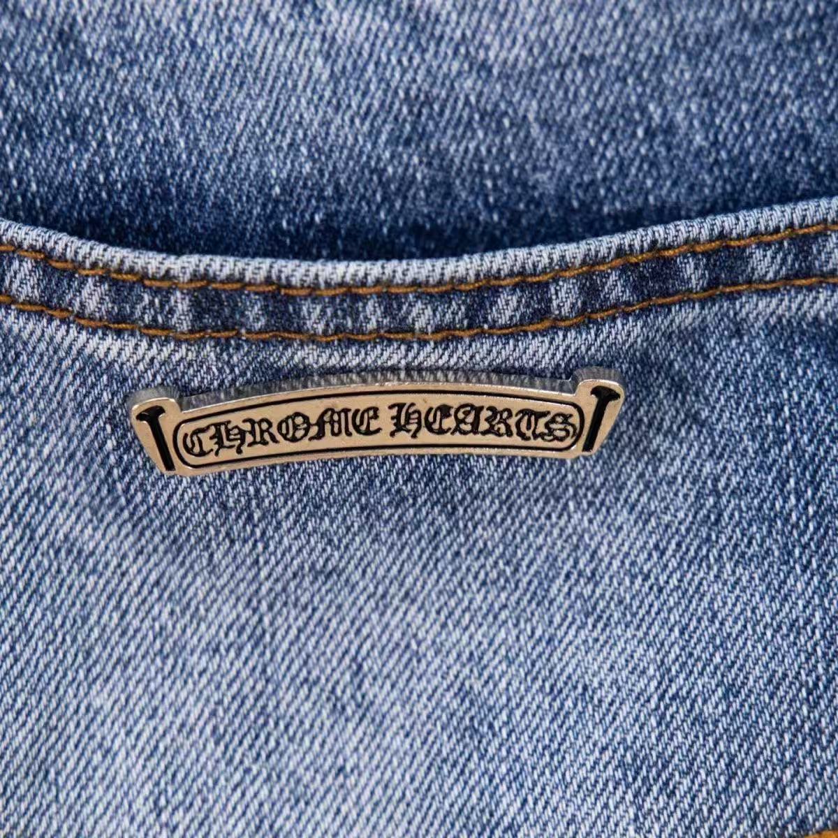 CHROME Hearts Cross Patch Jeans Denim - Black Unisex Streetwear Limited Edition