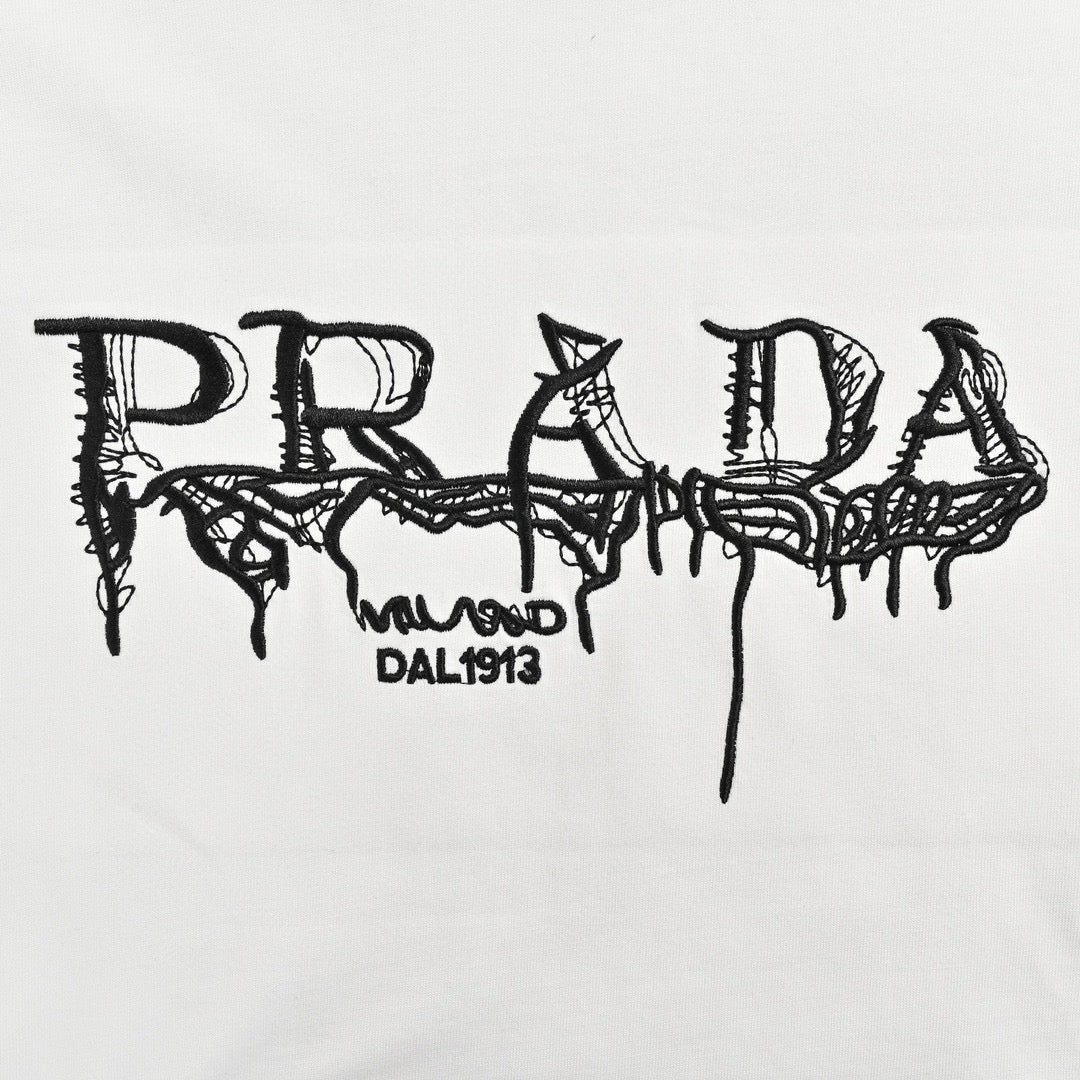 Prada Graphic Logo T-Shirt (White) - detail - replica sneakers