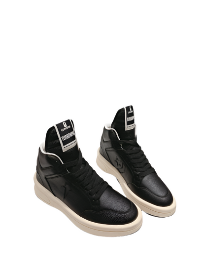 Rick Owens And White High-top Sneakers - Black Unisex Streetwear Limited Edition - **Rick Owens High-Top Sneakers: Modern Luxury with an Edge** Introducing the Rick Owens High-Top Sneakers,