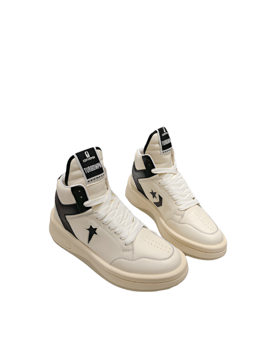 Rick Owens Cream And High-top Sneakers - Black Unisex Streetwear Limited Edition - **Rick Owens Cream and Black High-Top Sneakers: A Blend of Modern Aesthetics and Superior Craftsmanship**
