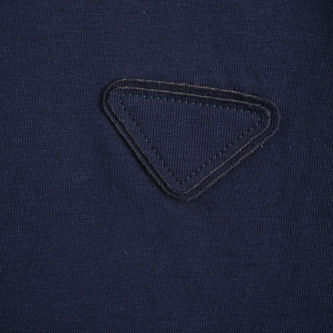 Prada Navy Contrast Trim T-Shirt - detail - replica sneakers