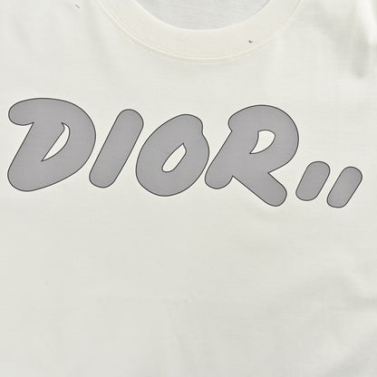 T-shirt blanc Dior à logo gris, taille oversize