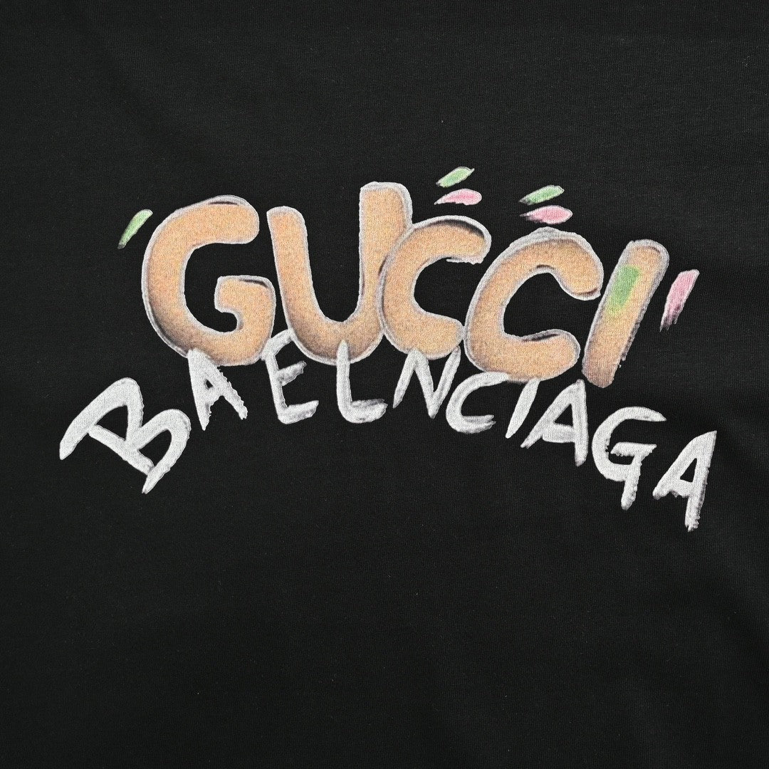 Gucci - Balenciaga Collaboration T-shirt (black) Unisex Streetwear Limited Edition - The Gucci x Balenciaga Collaboration T-Shirt in black is a signature piece from the celebrated