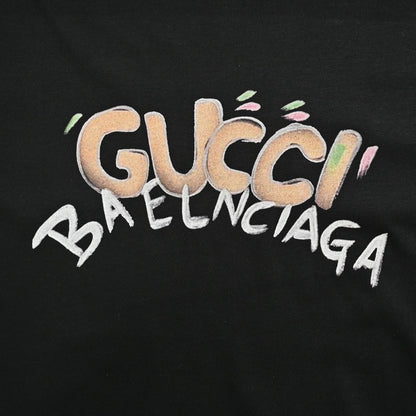 Gucci - Balenciaga Collaboration T-shirt (black) Unisex Streetwear Limited Edition - The Gucci x Balenciaga Collaboration T-Shirt in black is a signature piece from the celebrated