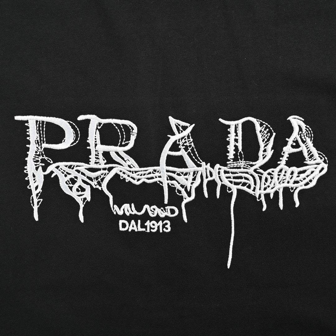 Prada Graphic Logo T-Shirt (Black) - detail - replica sneakers