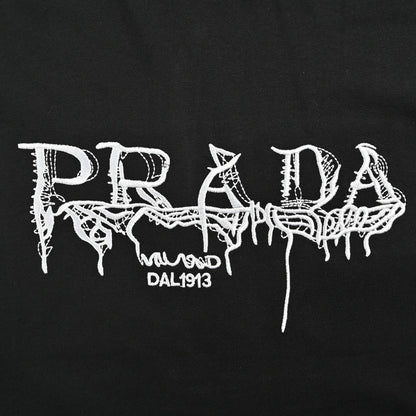 Prada Graphic Logo T-Shirt (Black) - detail - replica sneakers