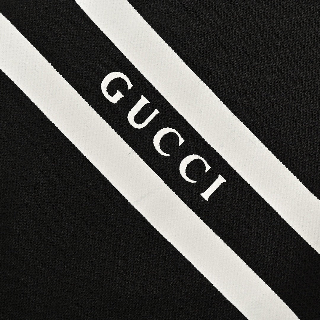 Polo à logo rayé Gucci (noir)