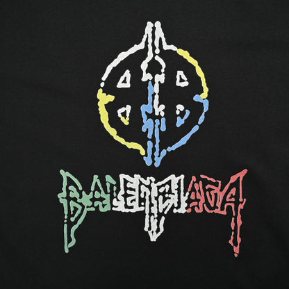 Balenciaga Multicolor Graphic Logo T-shirt - Black Unisex Streetwear Limited Edition - This Balenciaga t-shirt features a unique multicolor graphic logo on the front, combining vibrant colors