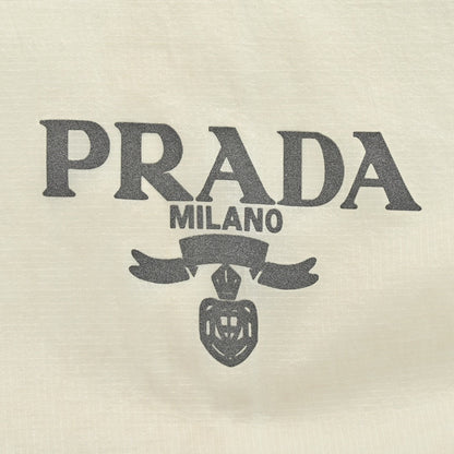 Prada Lightweight Hooded Jacket - White Unisex Streetwear Limited Edition - This Prada jacket features a translucent white design with the Prada logo on the chest.