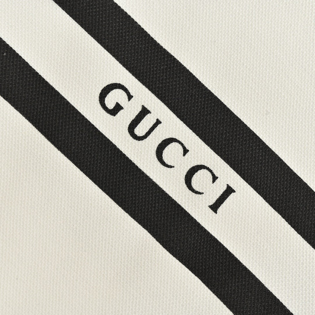 Polo Gucci con logo a rayas (Blanco)