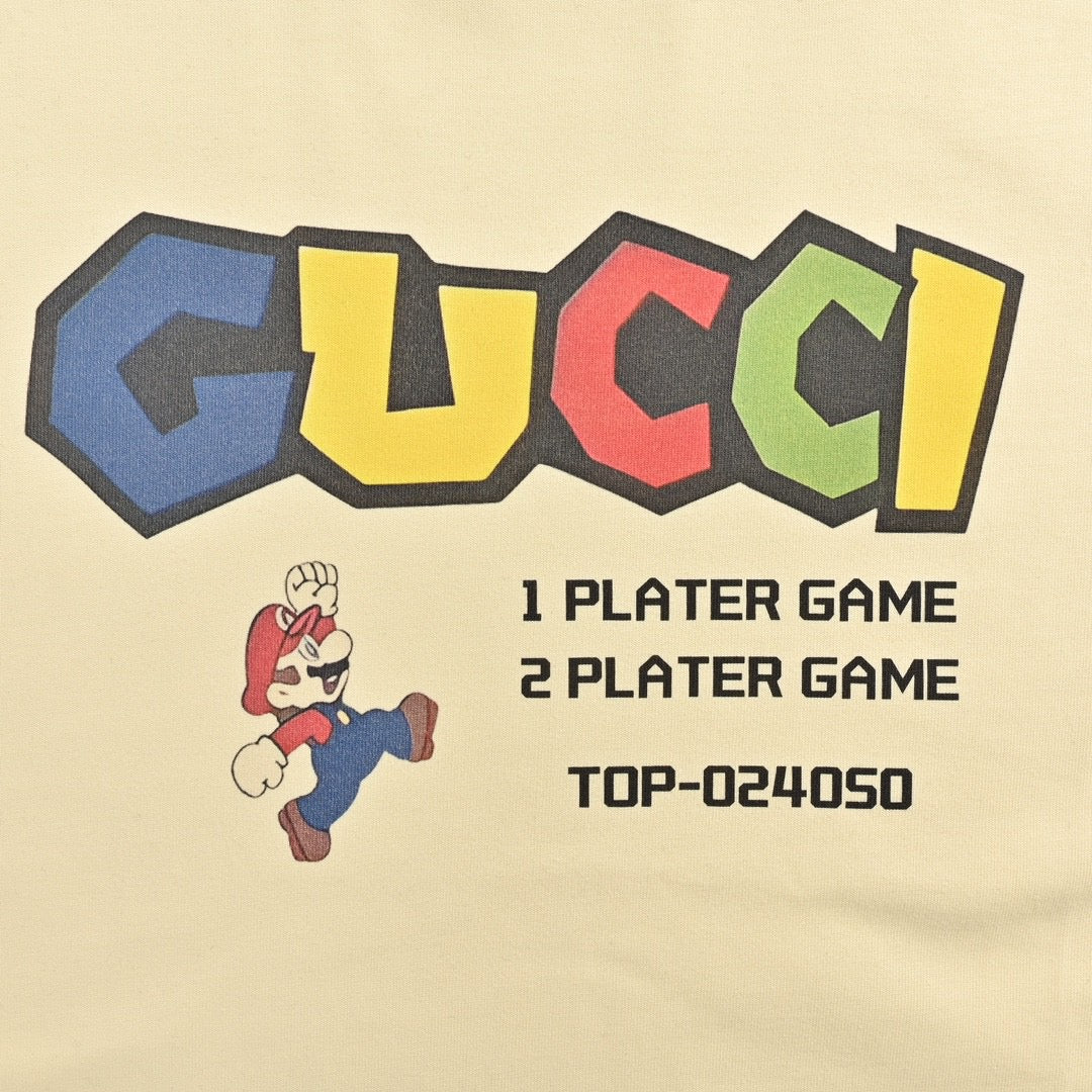 Gucci Retro Game T-shirt (cream) Unisex Streetwear Limited Edition - The Gucci Retro Game T-Shirt in cream is a nostalgic piece that pays homage to