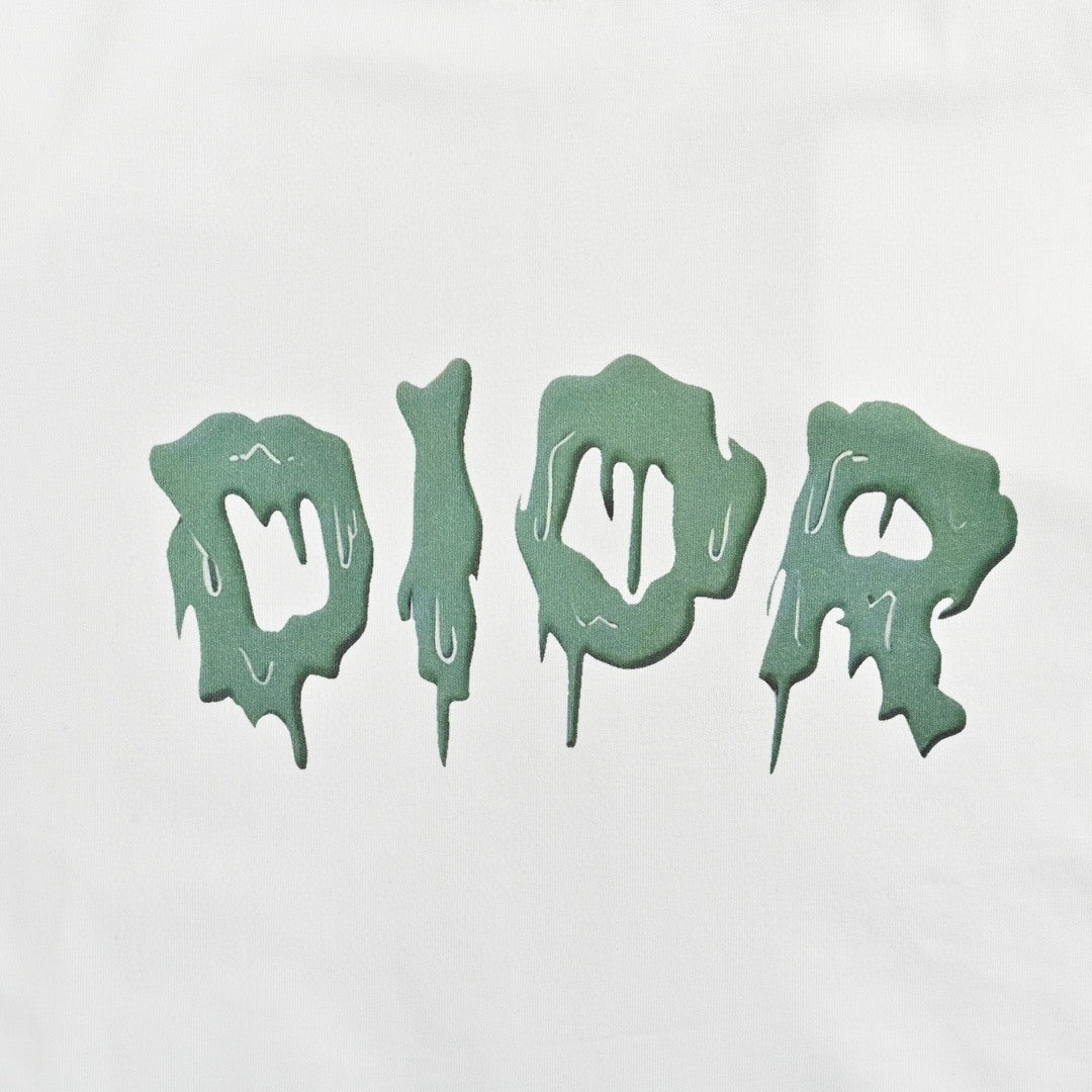 Dior Dripping Logo T-shirt (white) Unisex Streetwear Limited Edition - The Dior Dripping Logo T-Shirt in white is a striking addition to any contemporary wardrobe.