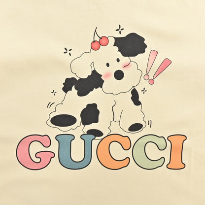 Gucci Cartoon Cow Logo T-shirt (cream) Unisex Streetwear Limited Edition - The Gucci Cartoon Cow Logo T-Shirt in cream is a fun and playful piece that