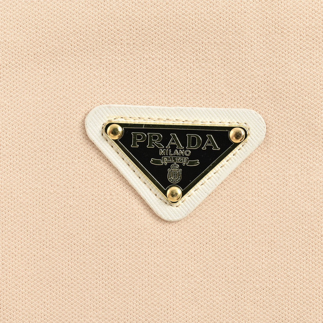 Prada Logo Patch Beige Polo Shirt - detail - replica sneakers