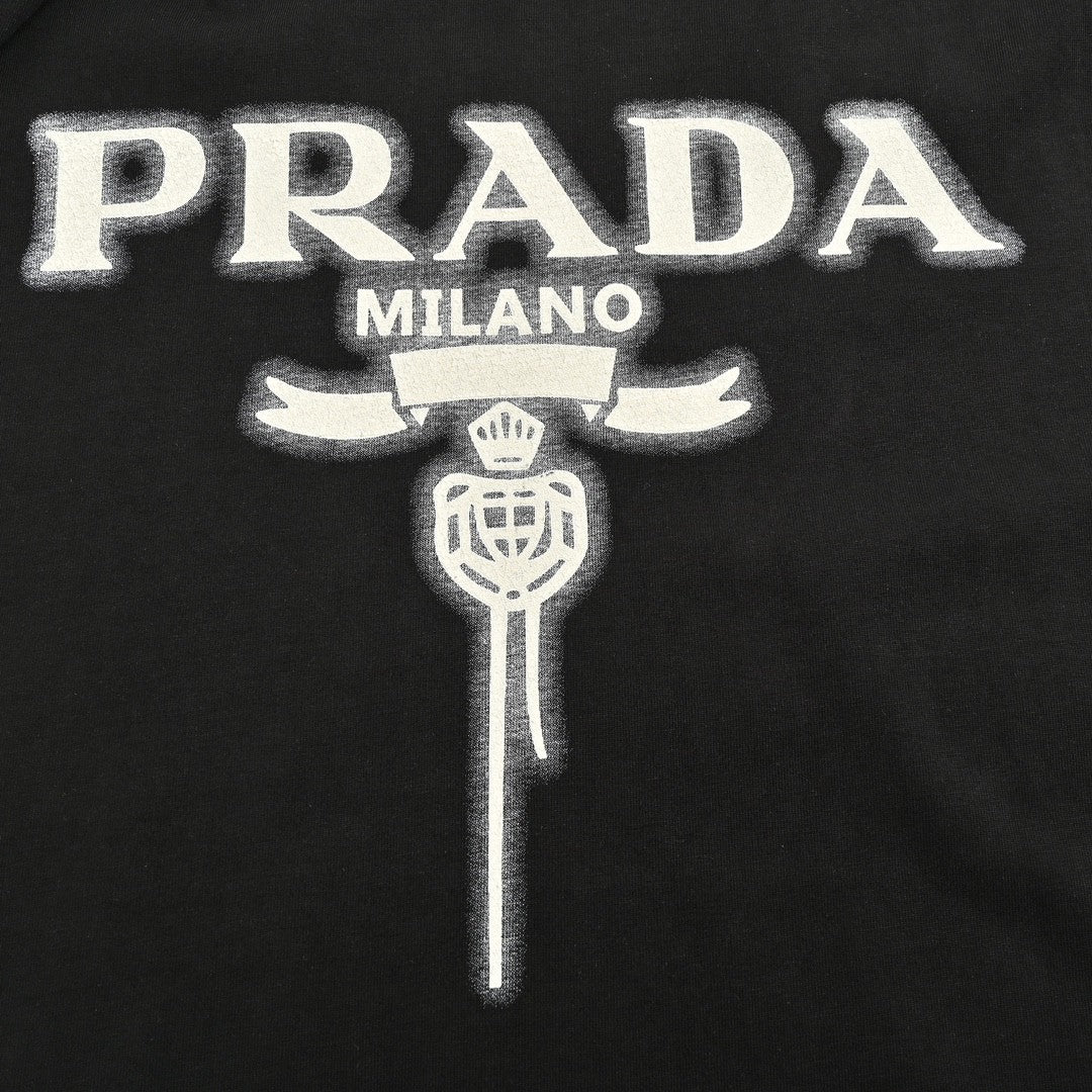 Prada Milano Black Emblem T-Shirt - detail - replica sneakers