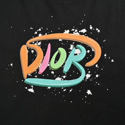 Camiseta negra con logo multicolor de Dior