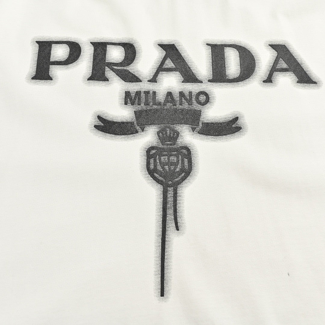 Prada Milano White Emblem T-Shirt - detail - replica sneakers