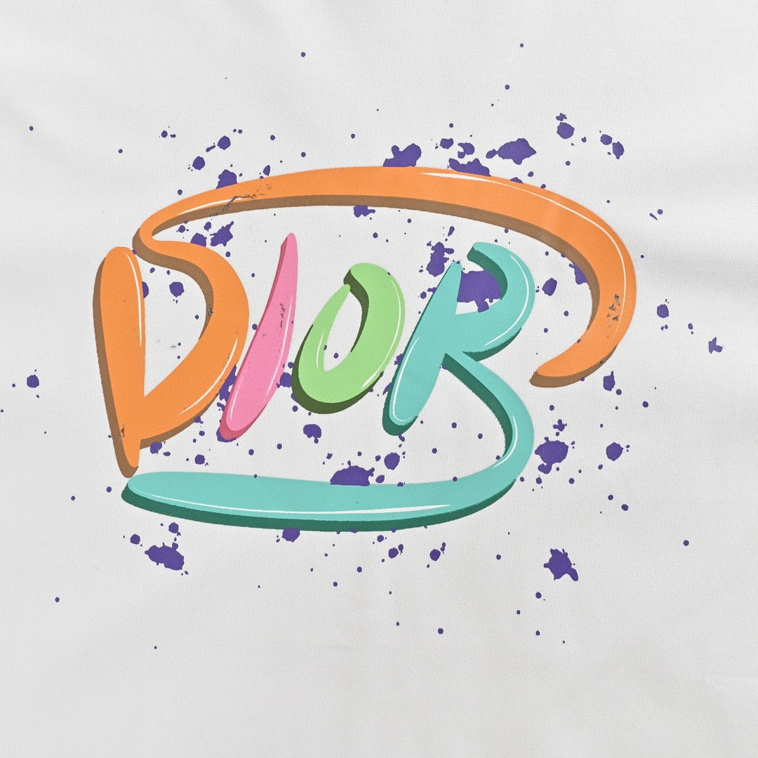Camiseta blanca con logo multicolor de Dior