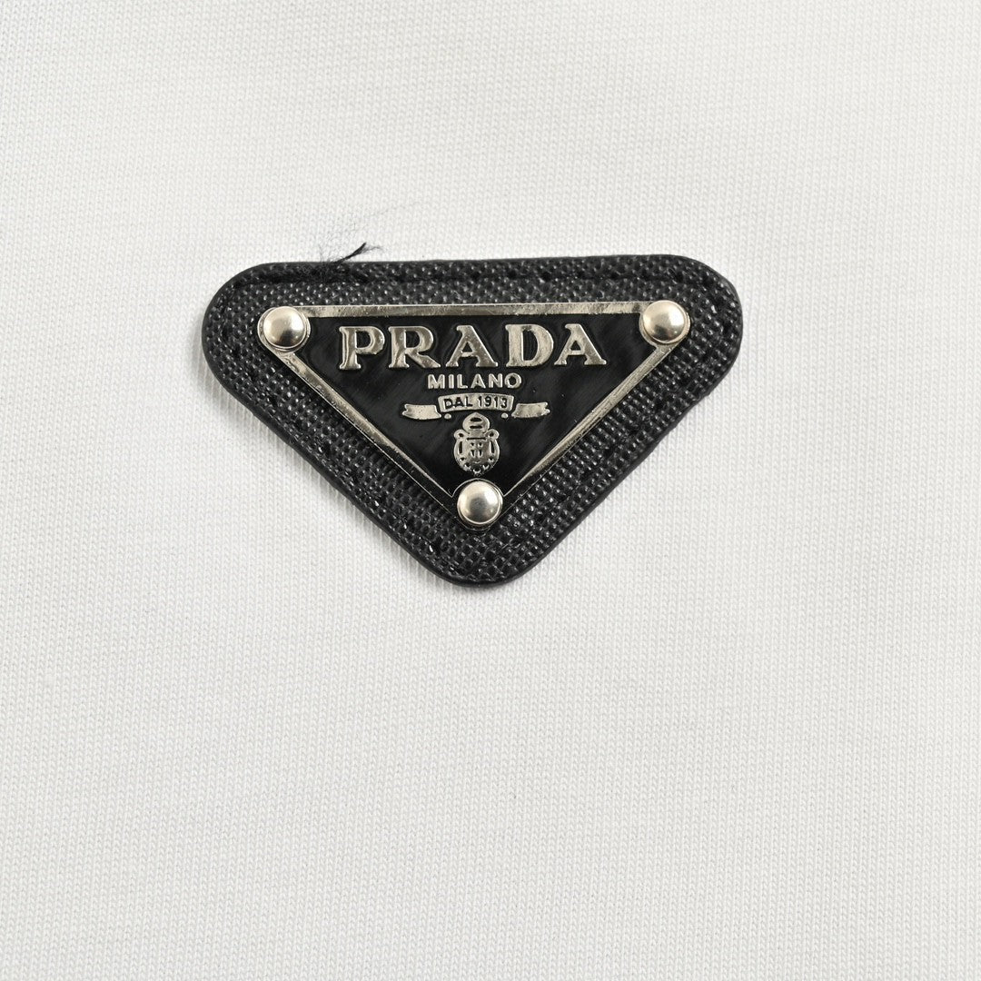 Prada Logo T-Shirt (White) - detail - replica sneakers
