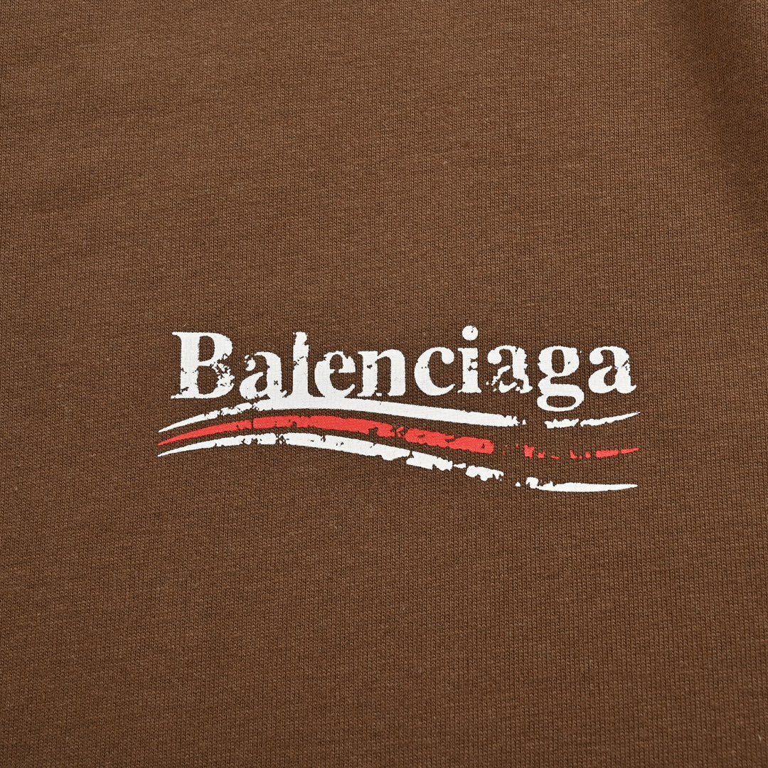 Camiseta de campaña política de Balenciaga (marrón)