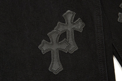 CHROME HEARTS BLACK CROSS PATCH JEANS BLACK - insole - replica sneakers
