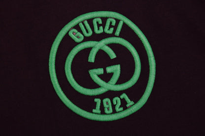 Gucci Polo Shirt With Embroidered Logo Unisex Streetwear Limited Edition - <p dir='ltr'><span>Black polo shirt featuring a green embroidered Gucci logo on the chest. Green